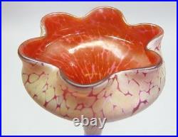 Fine Red KRALIK Loetz Style Iridescent Art Glass Epergne Vase c. 1910 antique
