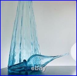 Genie Bottle Ribbed Pyramid Icy Blue Decanter Rare