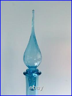 Genie Bottle Ribbed Pyramid Icy Blue Decanter Rare
