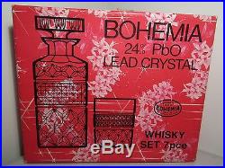 Genuine Vintage Bohemia Lead Crystal Whisky Set 7 pcs