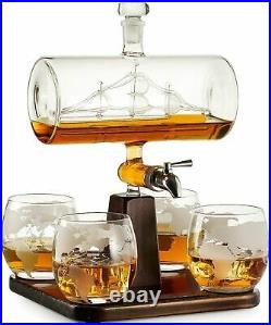 Glass Crystal Whiskey Decanter Set Bottle Display Dispenser Liquor Wine Vintage