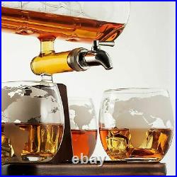 Glass Crystal Whiskey Decanter Set Bottle Display Dispenser Liquor Wine Vintage