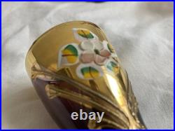 Glass Decanter Set Spirit/Liqueur Vintage Murano Gold & Cobalt Blue Venetian