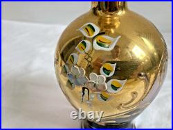 Glass Decanter Set Spirit/Liqueur Vintage Murano Gold & Cobalt Blue Venetian