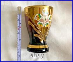 Glass Decanter Set Spirit/Liqueur Vintage Murano Gold & Cobalt Blue Venetian