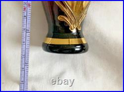 Glass Decanter Set Spirit/Liqueur Vintage Murano Gold & Cobalt Blue Venetian