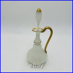 Glass Decanter Stopper Opaline White And Gold Trimmed Vintage Delicate Perfume
