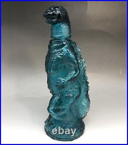 Godzilla Limited Decanter Vintage Blue Glass Bottle TOHO UNICON JAPAN 1980s