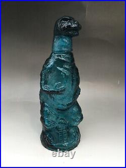 Godzilla Limited Decanter Vintage Blue Glass Bottle TOHO UNICON JAPAN 1980s