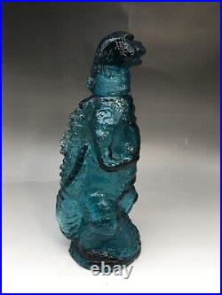 Godzilla Limited Decanter Vintage Blue Glass Bottle TOHO UNICON JAPAN 1980s