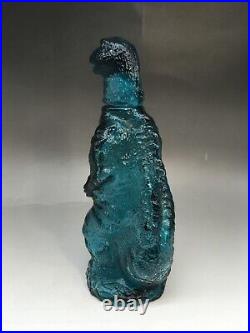 Godzilla Limited Decanter Vintage Blue Glass Bottle TOHO UNICON JAPAN 1980s