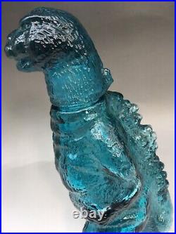 Godzilla Limited Decanter Vintage Blue Glass Bottle TOHO UNICON JAPAN 1980s