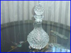 Gorgeous Vintage Crystal Decanter & 5 Wine Glasses On Silver Plated Tray Bohemia