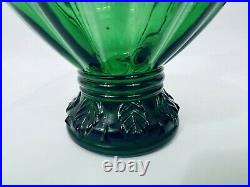 Green 14.5 Vintage Italian Genie Bottle Decanter Art Glass Décor