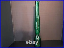 Greenwich Flint Glass Co. Emerald Green Hand Blown 18 Decanter/Bottle Vintage