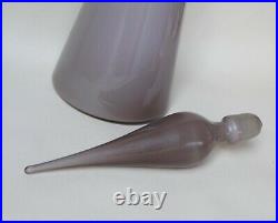 Grey Taupe Genie Bottle Decanter Mcm Glass Italy Vintage Empoli 1960s Hand Blown