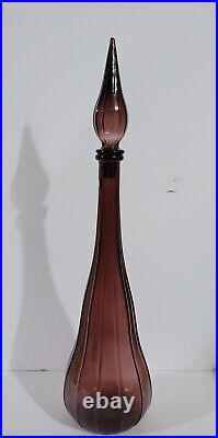 Guildcraft Empoli Genie Bottle Dark Amythest Purple 22in RARE Decanter MCM vtg