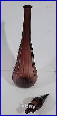 Guildcraft Empoli Genie Bottle Dark Amythest Purple 22in RARE Decanter MCM vtg
