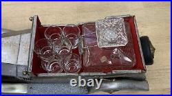 HOW DRY I AM Japan Vintage Rolls Royce Music Box Decanter Set 6 Shot Glasses