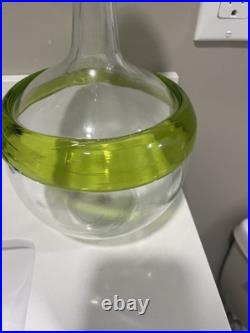 HTF Vintage Blenko Handmade Glass Gump Decanter in Green Mid Century MCM