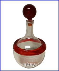 HTF Vintage Blenko Handmade Glass Gump Decanter in Tangerine Signed Myers Design