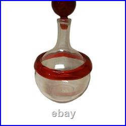 HTF Vintage Blenko Handmade Glass Gump Decanter in Tangerine Signed Myers Design