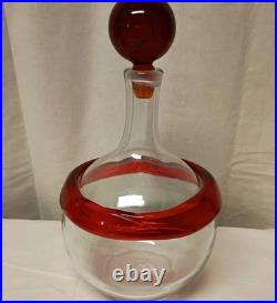 HTF Vintage Blenko Handmade Glass Gump Decanter in Tangerine Signed Myers Design