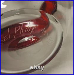 HTF Vintage Blenko Handmade Glass Gump Decanter in Tangerine Signed Myers Design