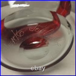 HTF Vintage Blenko Handmade Glass Gump Decanter in Tangerine Signed Myers Design