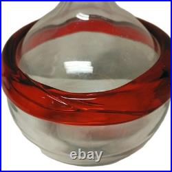 HTF Vintage Blenko Handmade Glass Gump Decanter in Tangerine Signed Myers Design