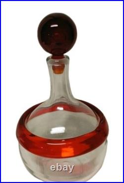 HTF Vintage Blenko Handmade Glass Gump Decanter in Tangerine Signed Myers Design