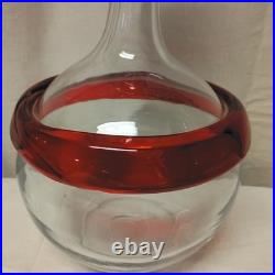 HTF Vintage Blenko Handmade Glass Gump Decanter in Tangerine Signed Myers Design