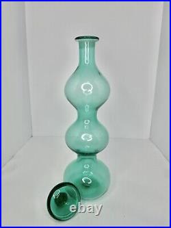HTF Vintage MCM Blenko Glass 5427s Sea Green Gurgle Decanter Wayne Husted