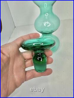 HTF Vintage MCM Blenko Glass 5427s Sea Green Gurgle Decanter Wayne Husted