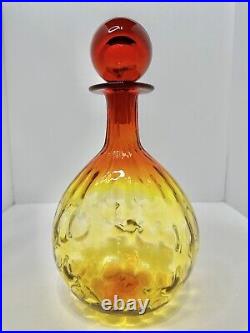 HTF Vintage MCM Blenko Glass 6915 Decanter In Tangerine Withball Stopper Stunning