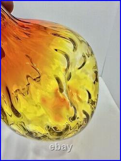 HTF Vintage MCM Blenko Glass 6915 Decanter In Tangerine Withball Stopper Stunning