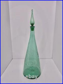 HTF Vintage MCM Blenko Glass 920L Decanter In Sea Green 20.75 Stunning