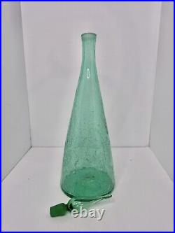 HTF Vintage MCM Blenko Glass 920L Decanter In Sea Green 20.75 Stunning