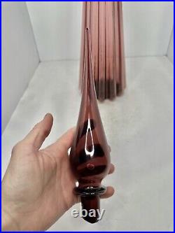 HTF Vintage MCM Empoli 29.5 Fluted Amethyst Genie Bottle Decanter With11 Stopper