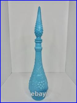 HTF Vintage MCM Empoli Glass Blue Milk Glass Decanter 18.75 Withstopper Stunning