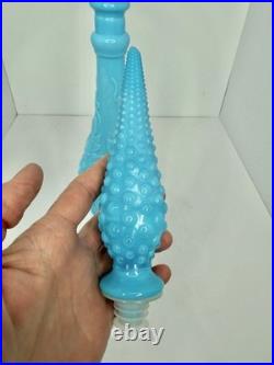 HTF Vintage MCM Empoli Glass Blue Milk Glass Decanter 18.75 Withstopper Stunning