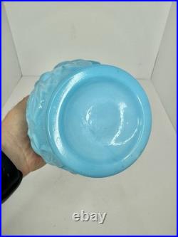 HTF Vintage MCM Empoli Glass Blue Milk Glass Decanter 18.75 Withstopper Stunning