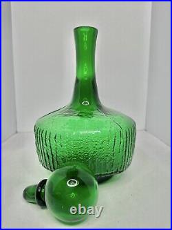 HTF Vintage MCM Indiana Handcraft Glass 654 Decanter Wayne Husted Design Green