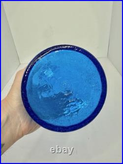 HTF Vintage MCM Pilgrim Glass Decanter In Blue 18 Withstopper