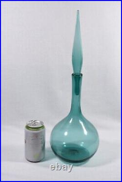 HTF Vtg BLENKO Genie Decanter Sea Green Bottle Flame Stopper Wayne Husted