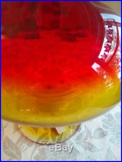HUGE 19 Tall Vintage BLENKO Amberina Red/Tangerine Orange Art-Glass Decanter