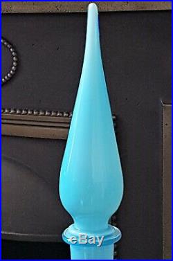 HUGE 76cm Vintage Empoli BLUE Glass DECANTER Genie Bottle 1960s WOW FACTOR