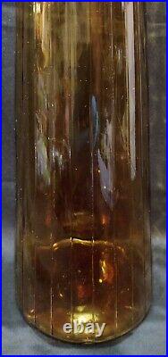 HUGE! Vtg MCM Italian Italy Empoli Amber Glass Genie Bottle Decanter Flat 26+