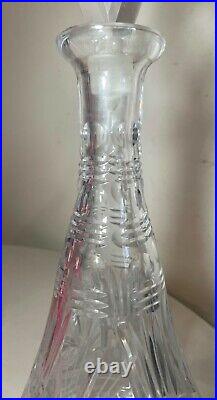 HUGE vintage American brilliant cut clear crystal liquor wine decanter glass