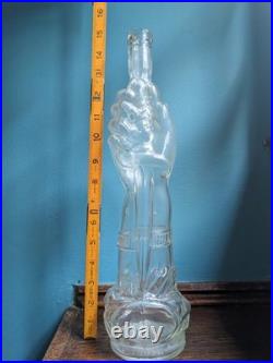 Hand With Dagger Glass Decanter Bottle Vintage Made In Italy